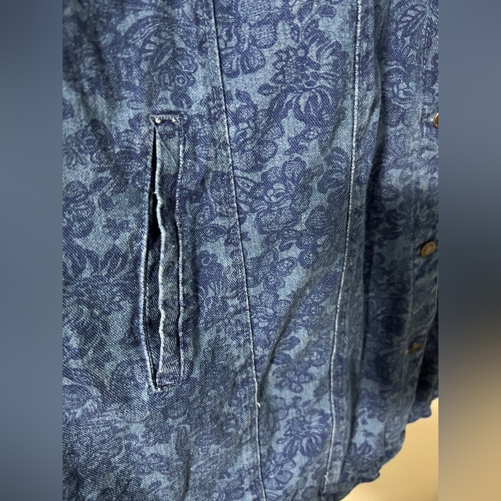 Vintage Jessica London Plus Size Denim Jacket 34W Floral Print Shacket Oversized - Picture 6 of 10